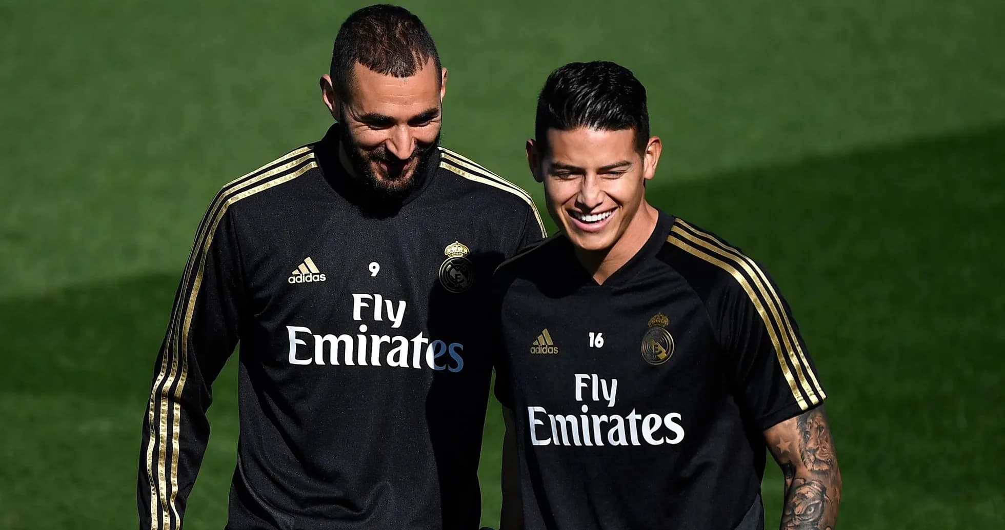 Benzema et James s'entraînant avec le Real Madrid