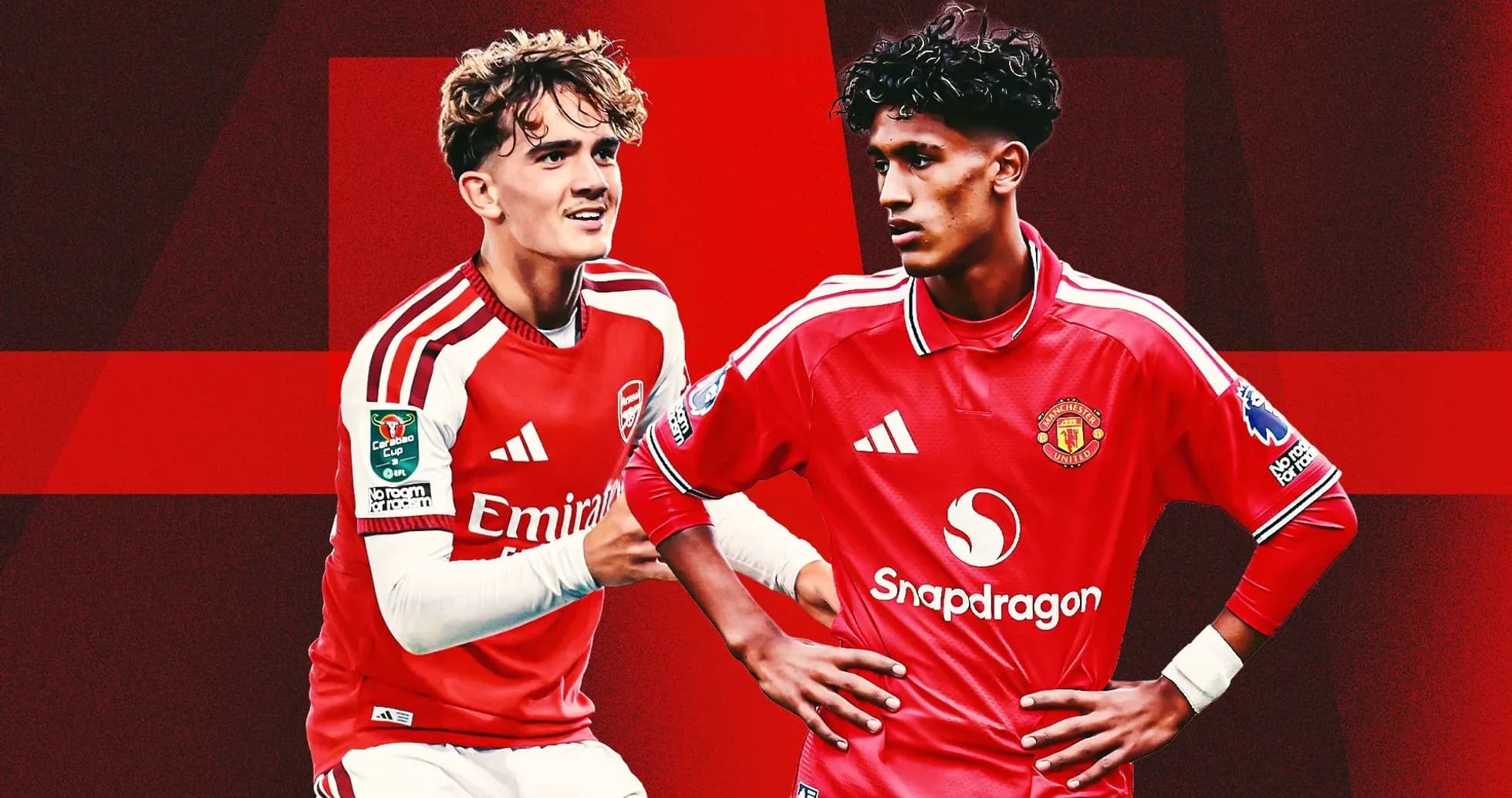 Joueurs d'Arsenal et Manchester United en tenue de match