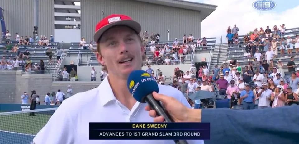 Dane Sweeny interviewed after winning match at US Open