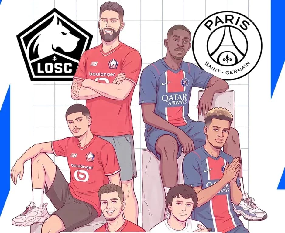 Joueurs de LOSC et PSG en illustration artistique Joueurs de LOSC et PSG en illustration artistique