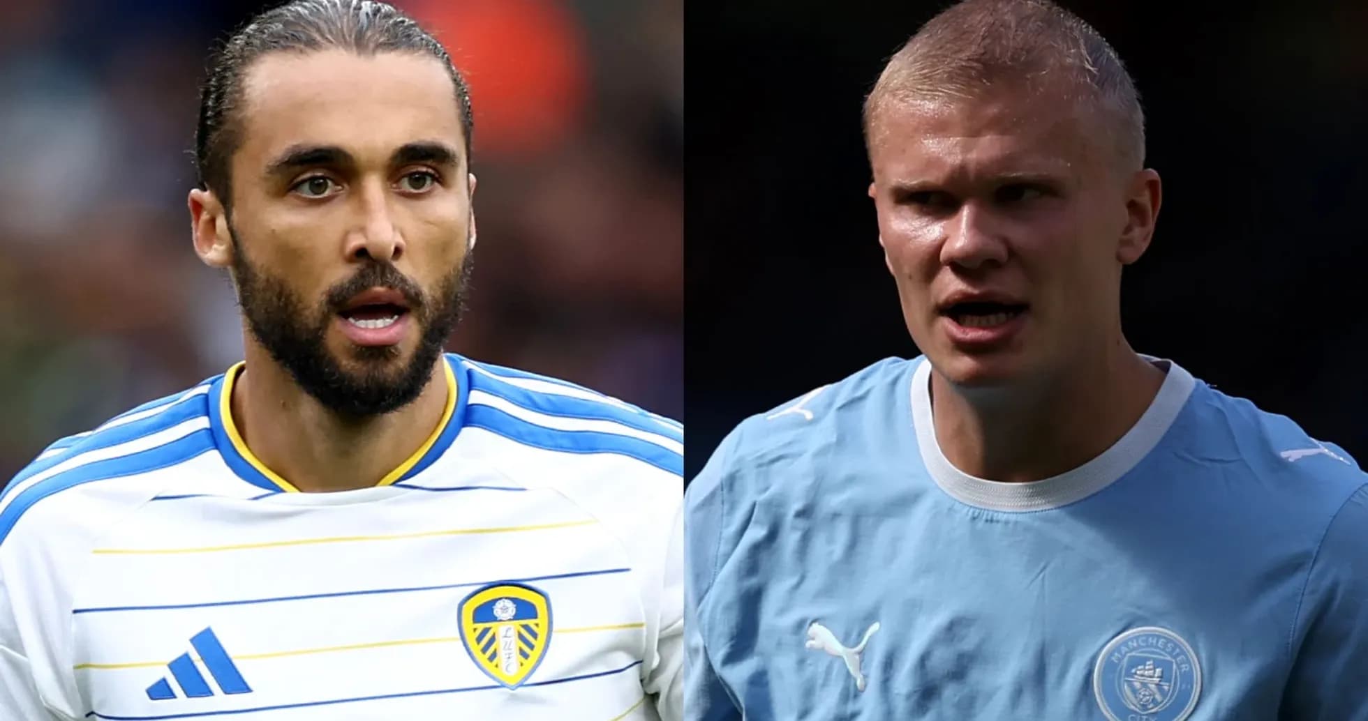 Joueurs de Leeds et Manchester City en action Joueurs de Leeds et Manchester City en action