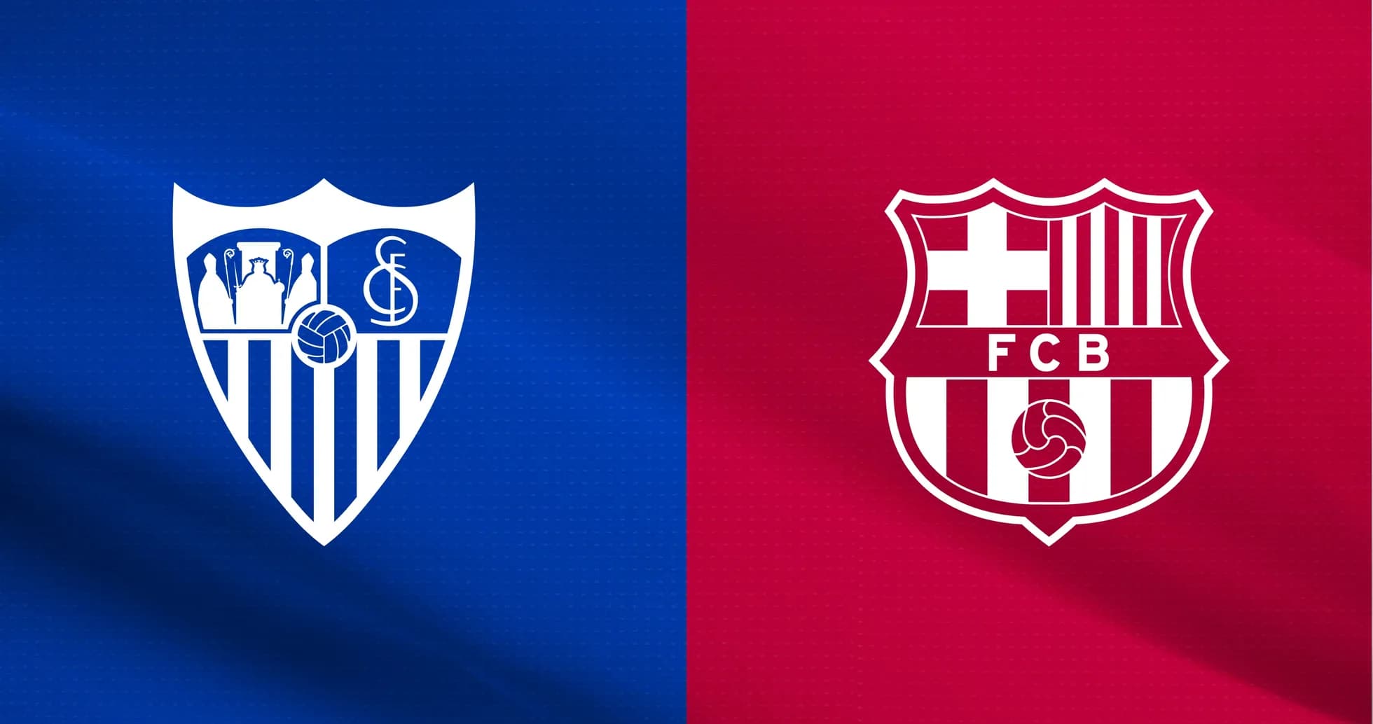 Logos de Séville et FC Barcelone sur fond coloré Logos de Séville et FC Barcelone sur fond coloré