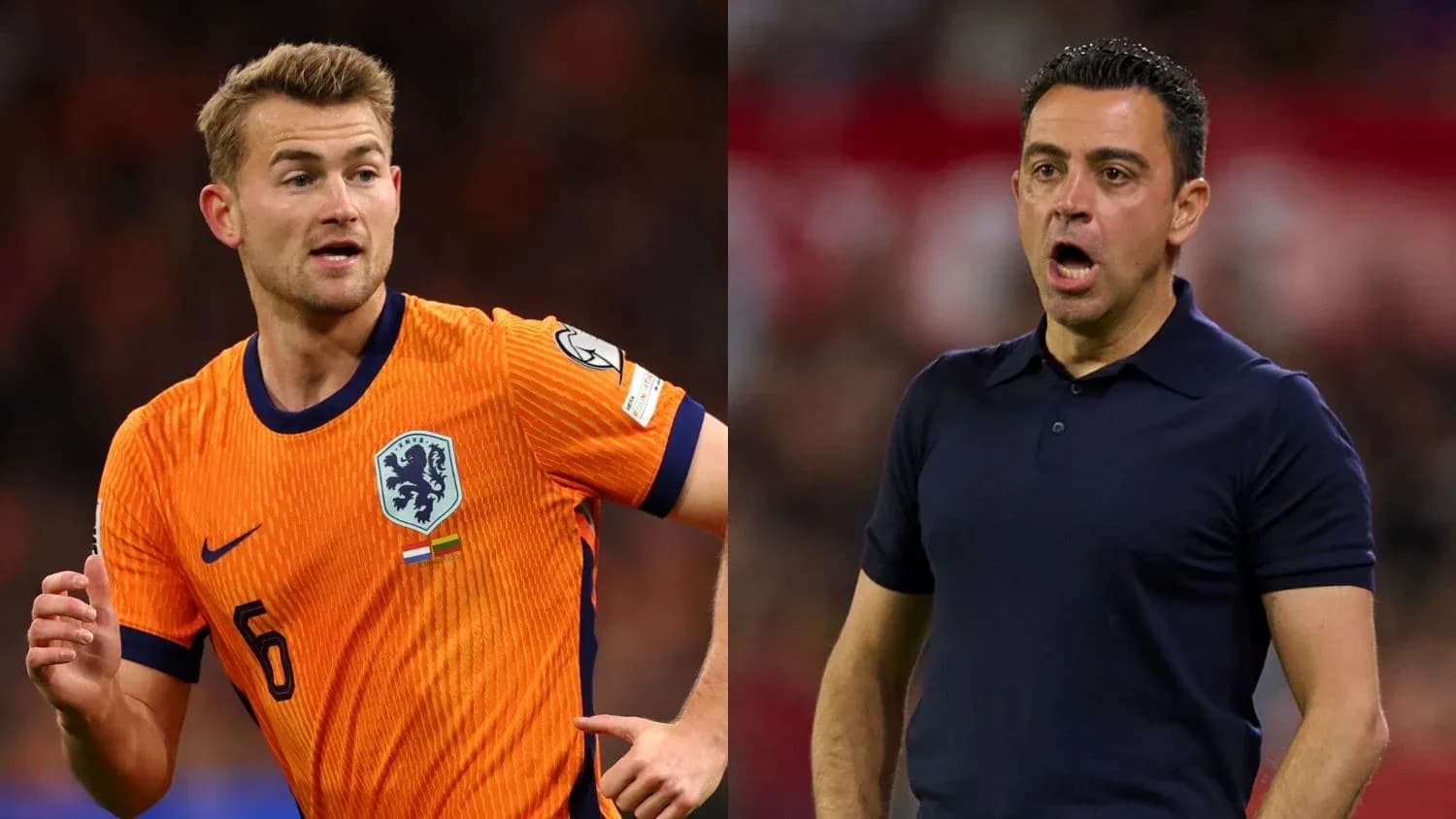Joueur néerlandais en maillot orange et entraîneur sur le banc Joueur néerlandais en maillot orange et entraîneur sur le banc
