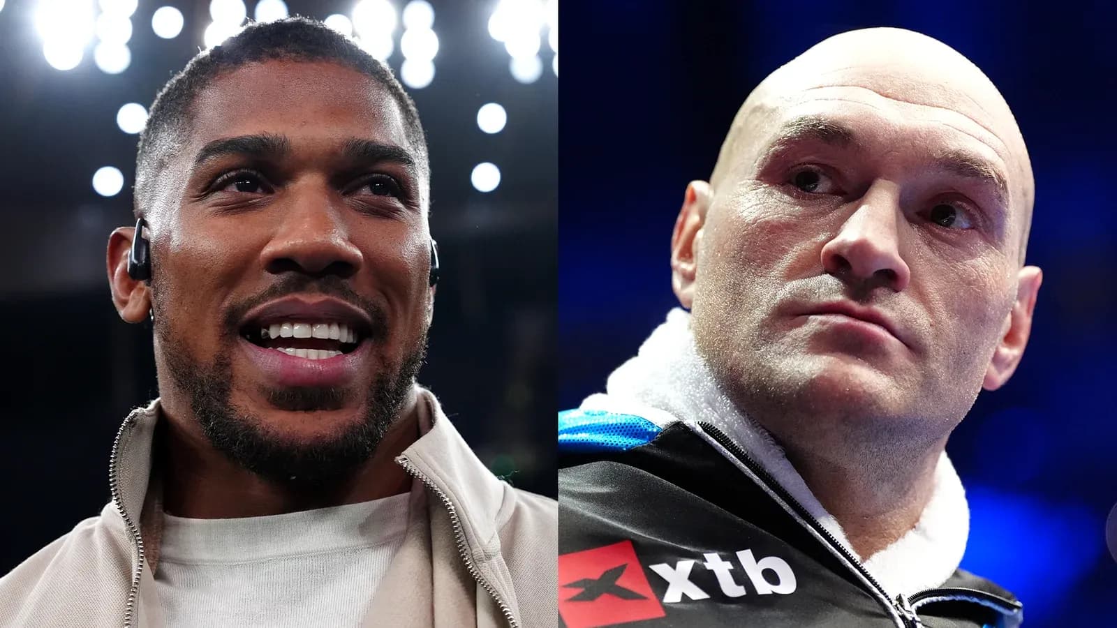 Anthony Joshua and Tyson Fury at event Anthony Joshua and Tyson Fury at event