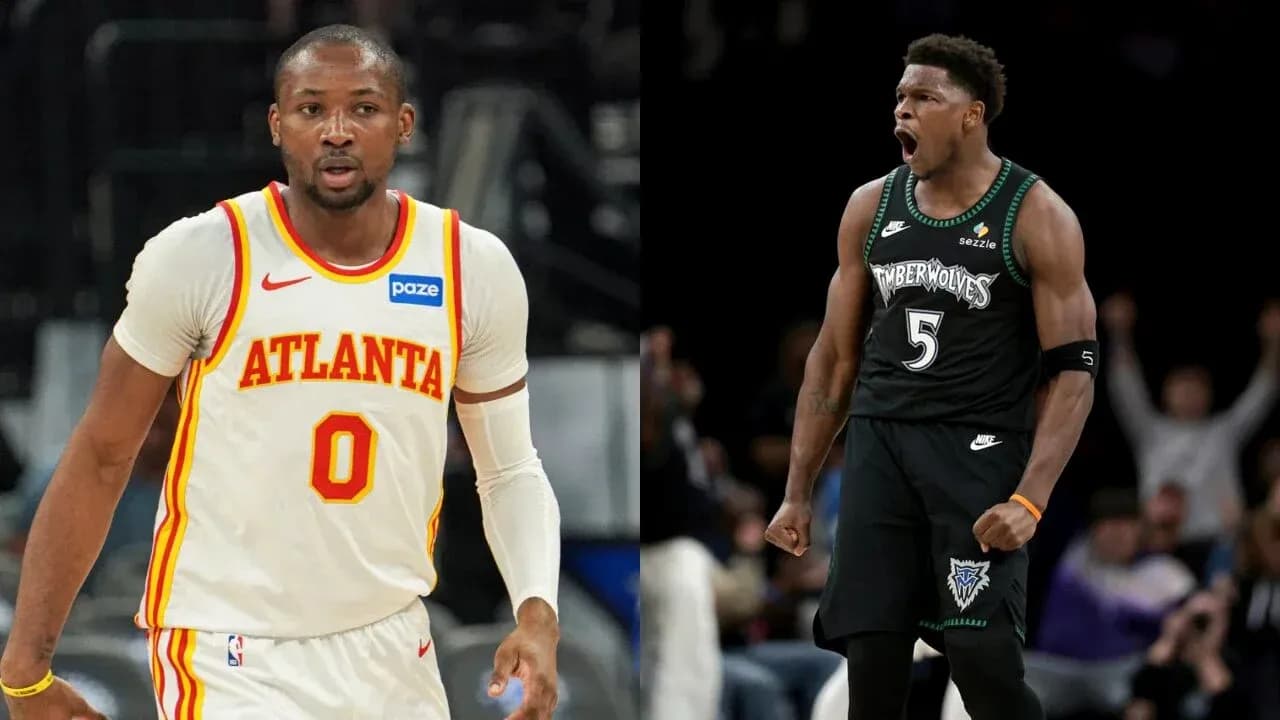 Joueurs d'Atlanta et Minnesota célébrant sur le terrain Joueurs d'Atlanta et Minnesota célébrant sur le terrain