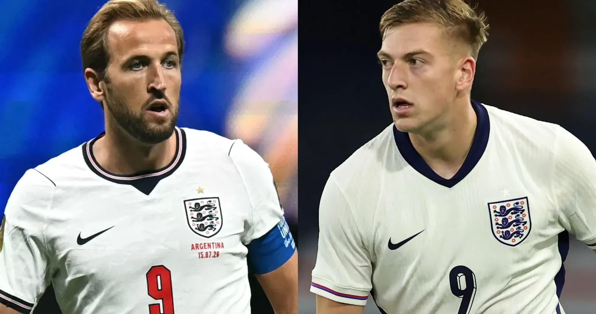 Joueurs anglais en maillot, Harry Kane et un coéquipier Joueurs anglais en maillot, Harry Kane et un coéquipier