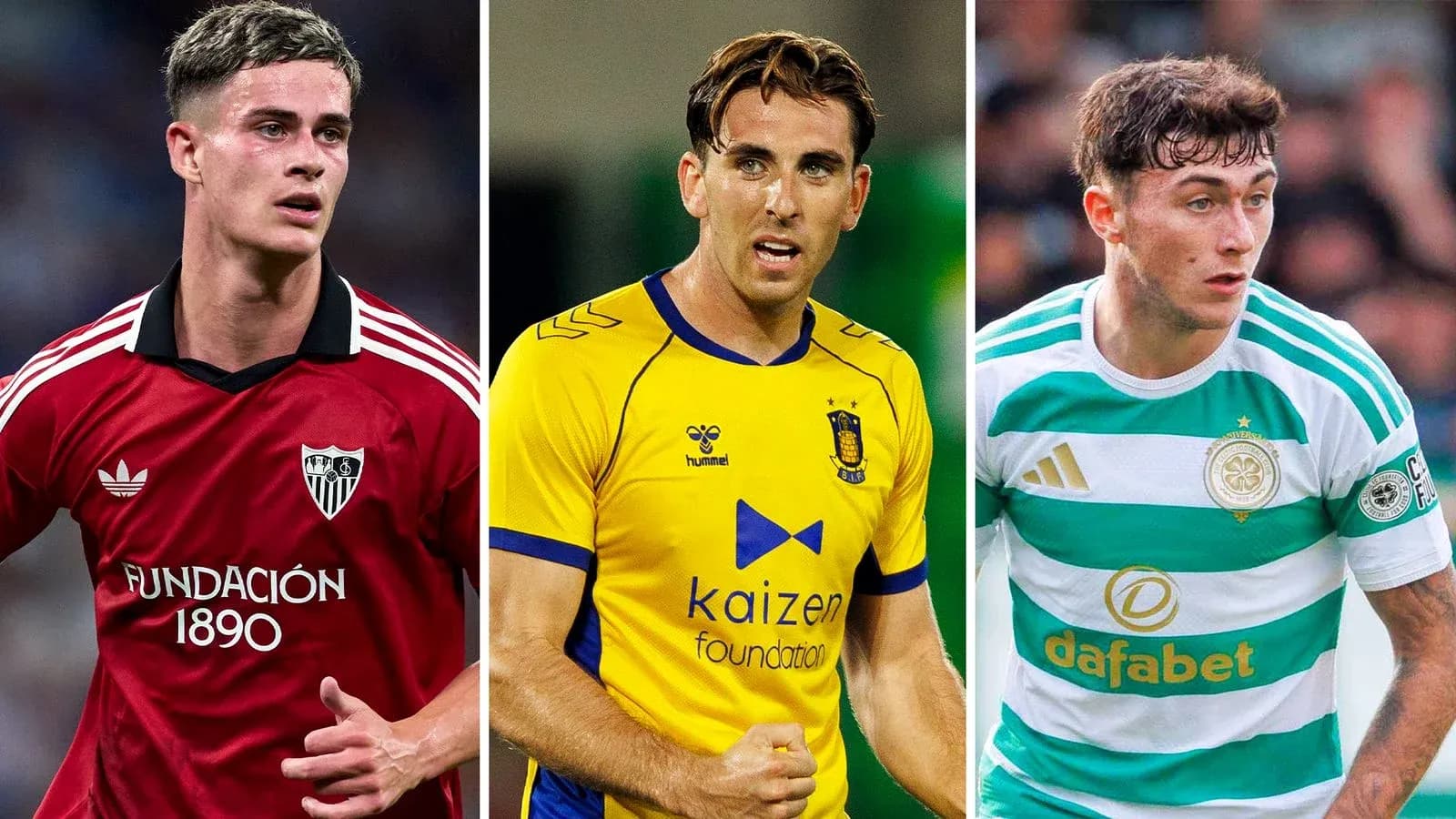 Trois joueurs de football en action sur le terrain Trois joueurs de football en action sur le terrain