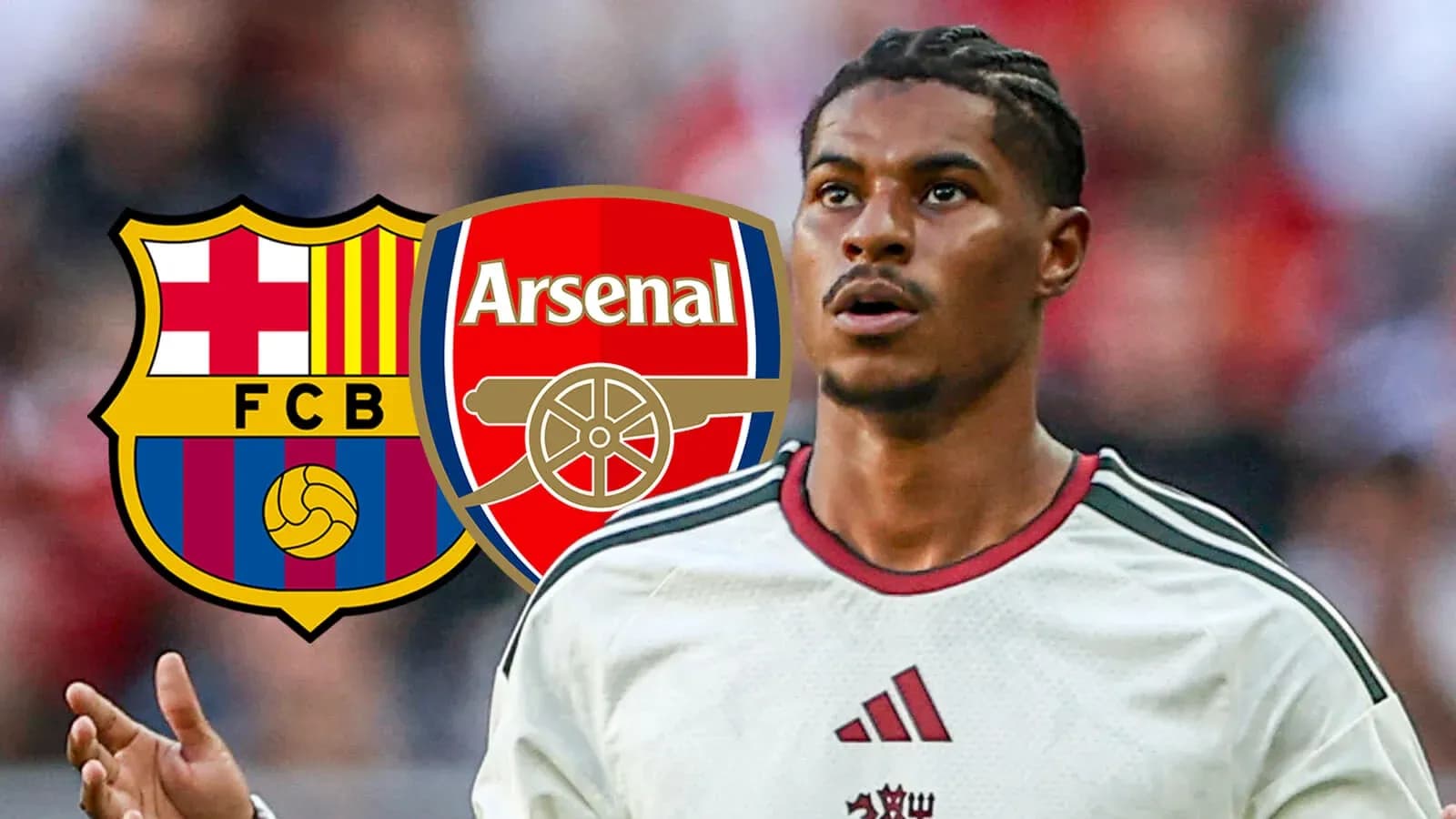 Joueur avec logos de FC Barcelone et Arsenal Joueur avec logos de FC Barcelone et Arsenal