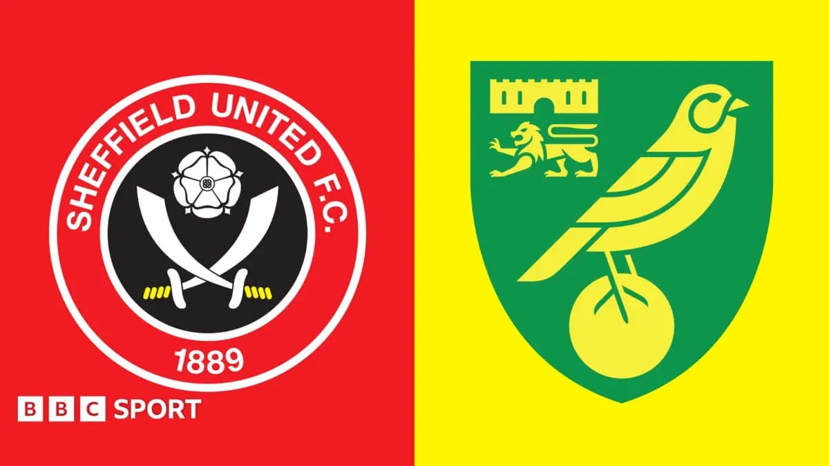 Logos de Sheffield United et Norwich City sur fond coloré Logos de Sheffield United et Norwich City sur fond coloré