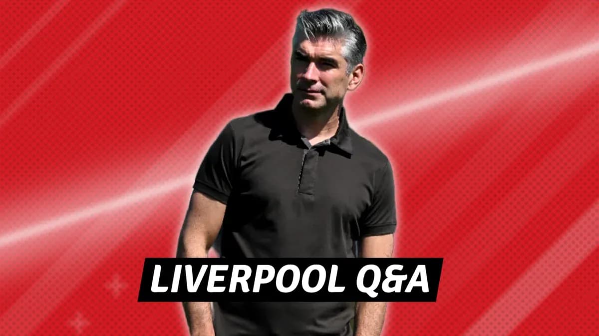 Person standing in front of red background with text Person standing in front of red background with text