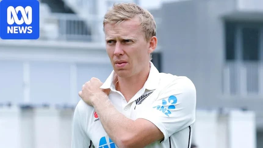 Joueur de cricket néo-zélandais touchant son épaule Joueur de cricket néo-zélandais touchant son épaule