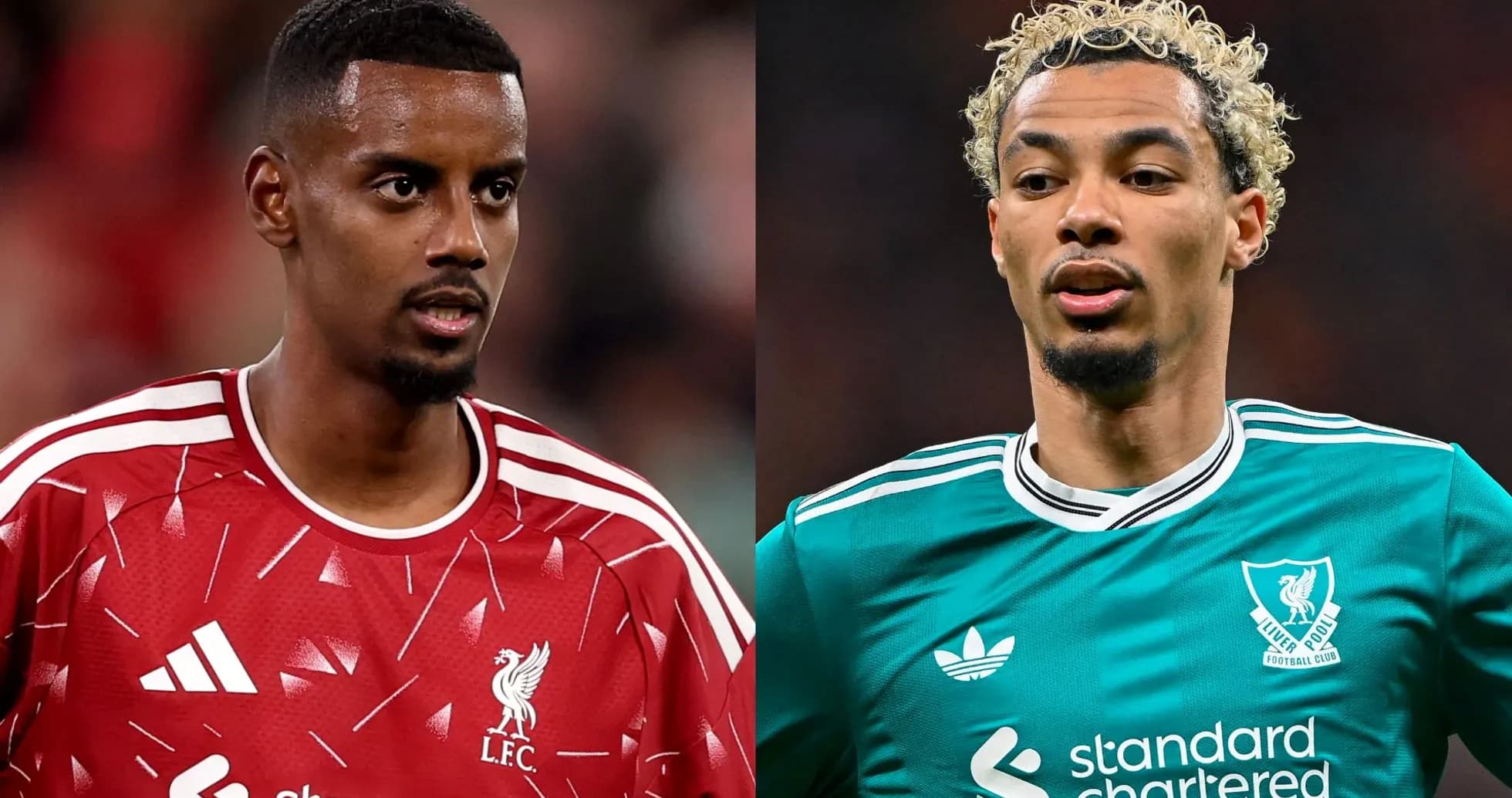 Deux joueurs de Liverpool en tenue d'entraînement Deux joueurs de Liverpool en tenue d'entraînement