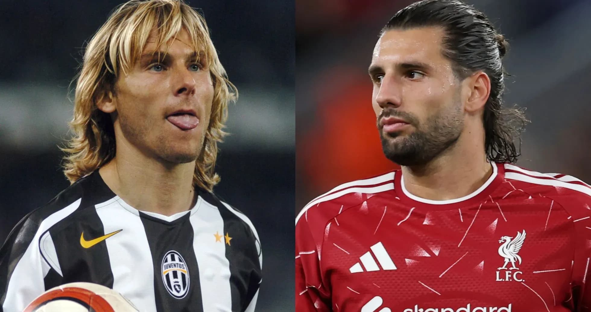 Deux joueurs de football en maillots d'équipe Deux joueurs de football en maillots d'équipe